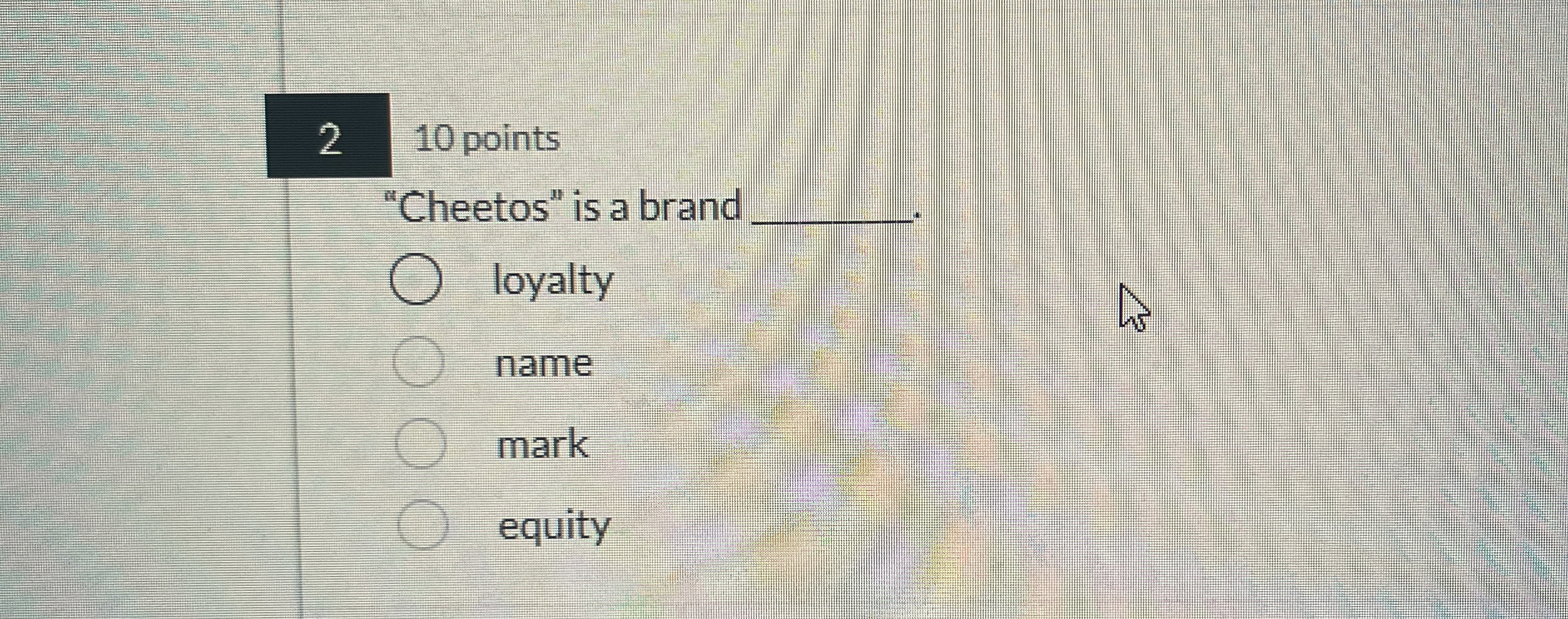 210 points "Cheetos" is a brand q, loyalty name mark equity