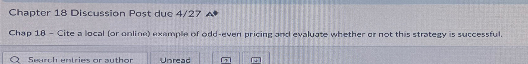  Chapter 18 Discussion Post due 4/27 Chap 18- Cite a local