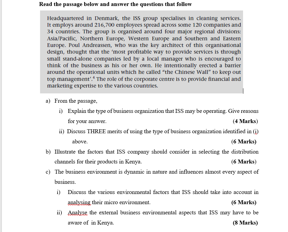  Read the passage below and answer the questions that follow Headquartered
