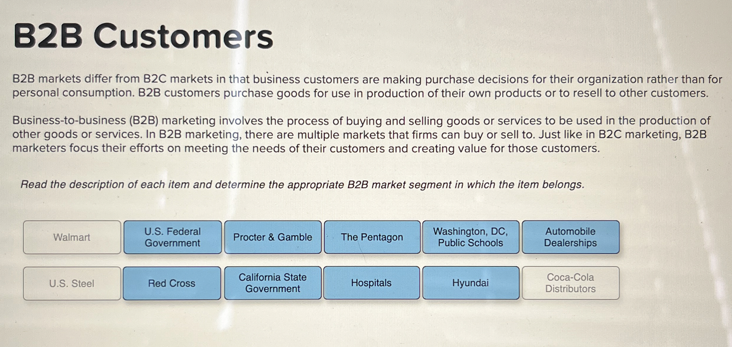  323 Customers B2B markets differ from B2C markets in that business