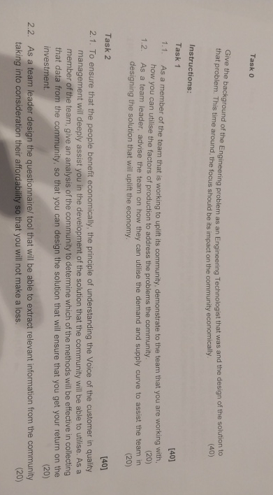  Task 0 Give the background of the Engineering problem as an