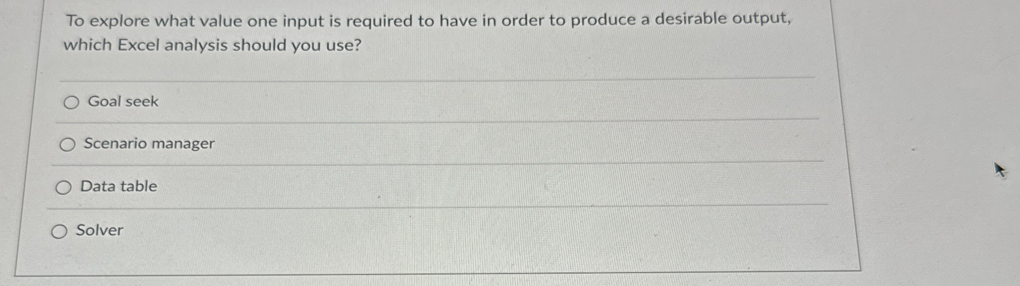  To explore what value one input is required to have in