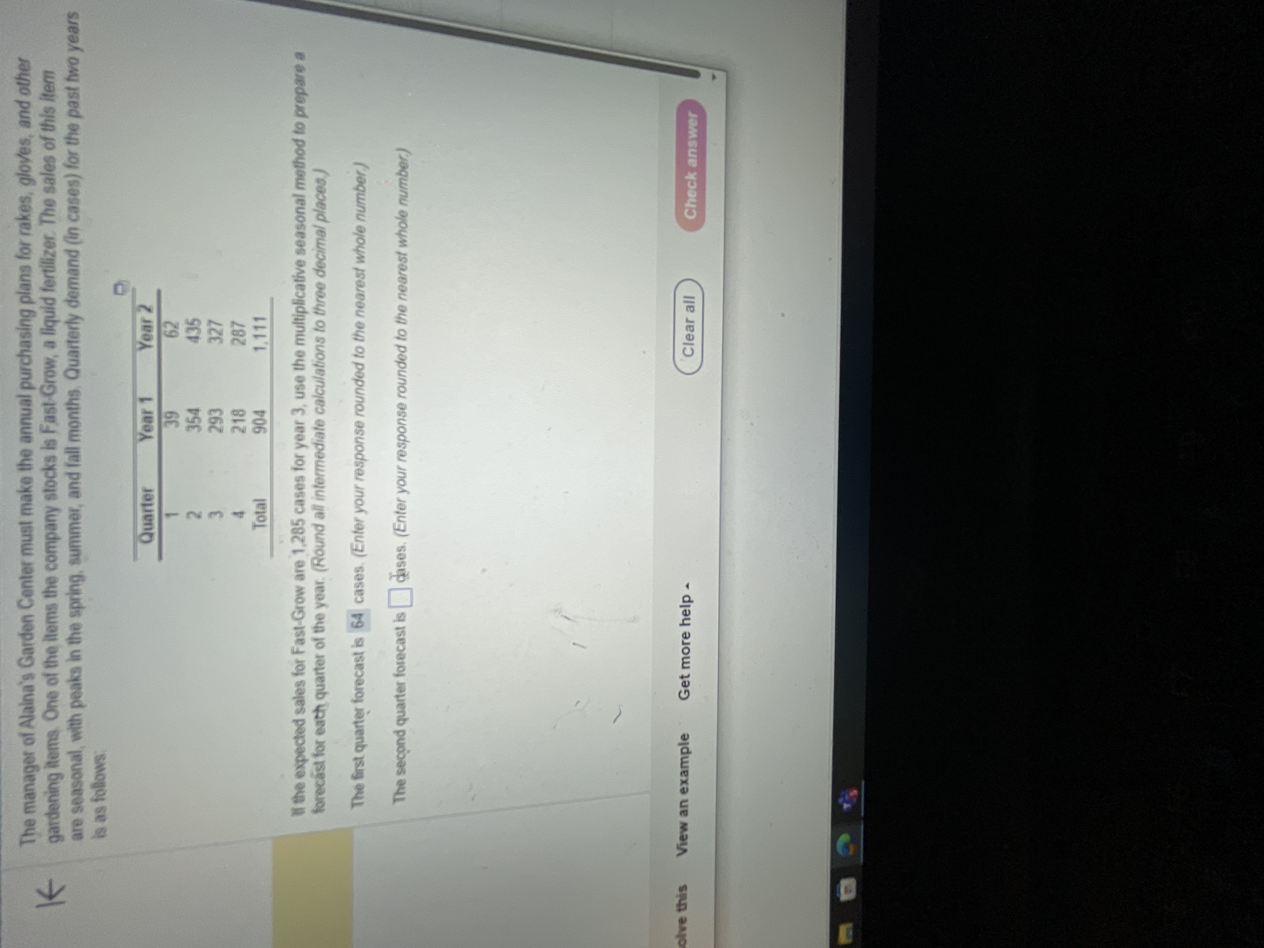  please solve for second, third quarter and fourth quarter The manager