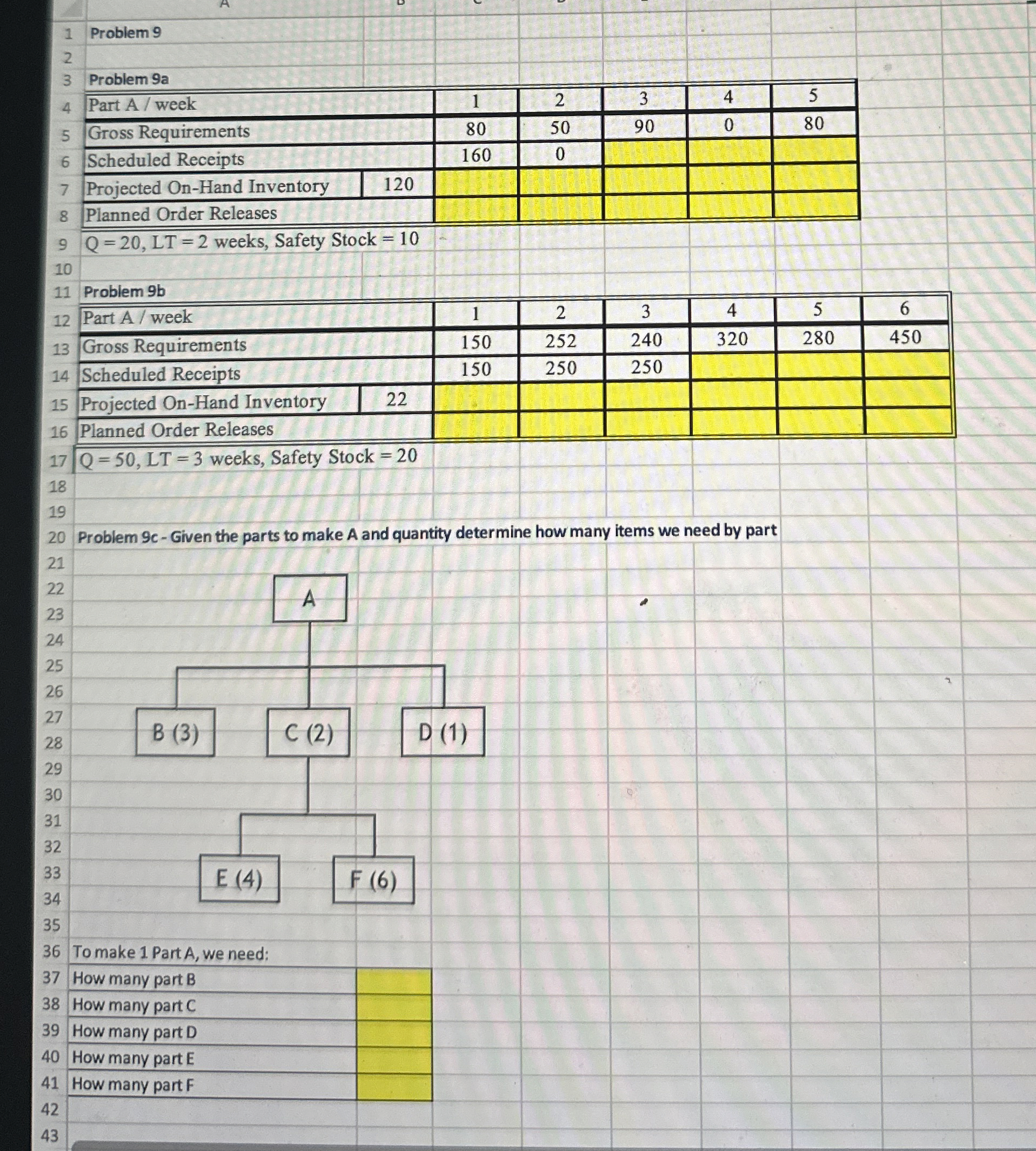  1 Problem 9 2 3 Problem 9a 9Q=20, LT =2 weeks,