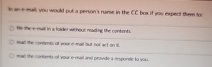  In an e-mail, you would put a person's name in the