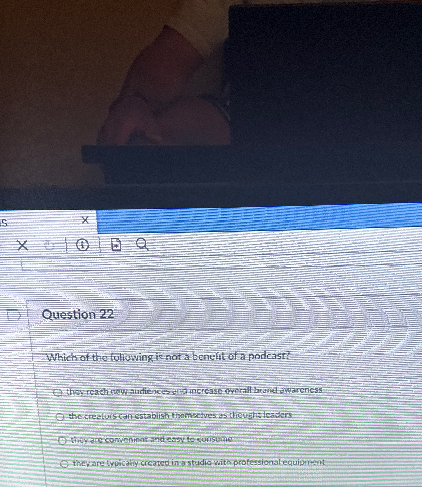  S x (1) 1.7Q D) Question 22 Which of the following