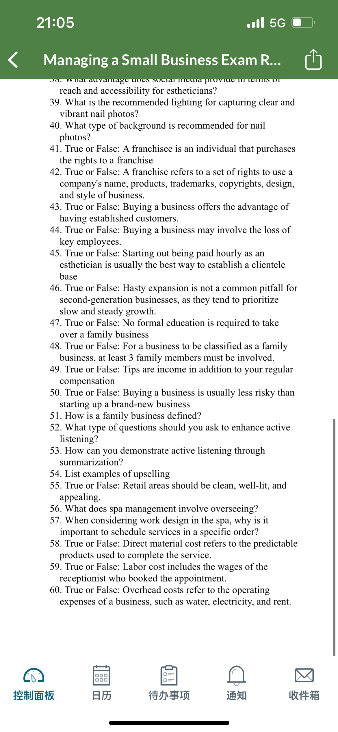  21:05 .ull 5 Managing a Small Business Exam R... reach and