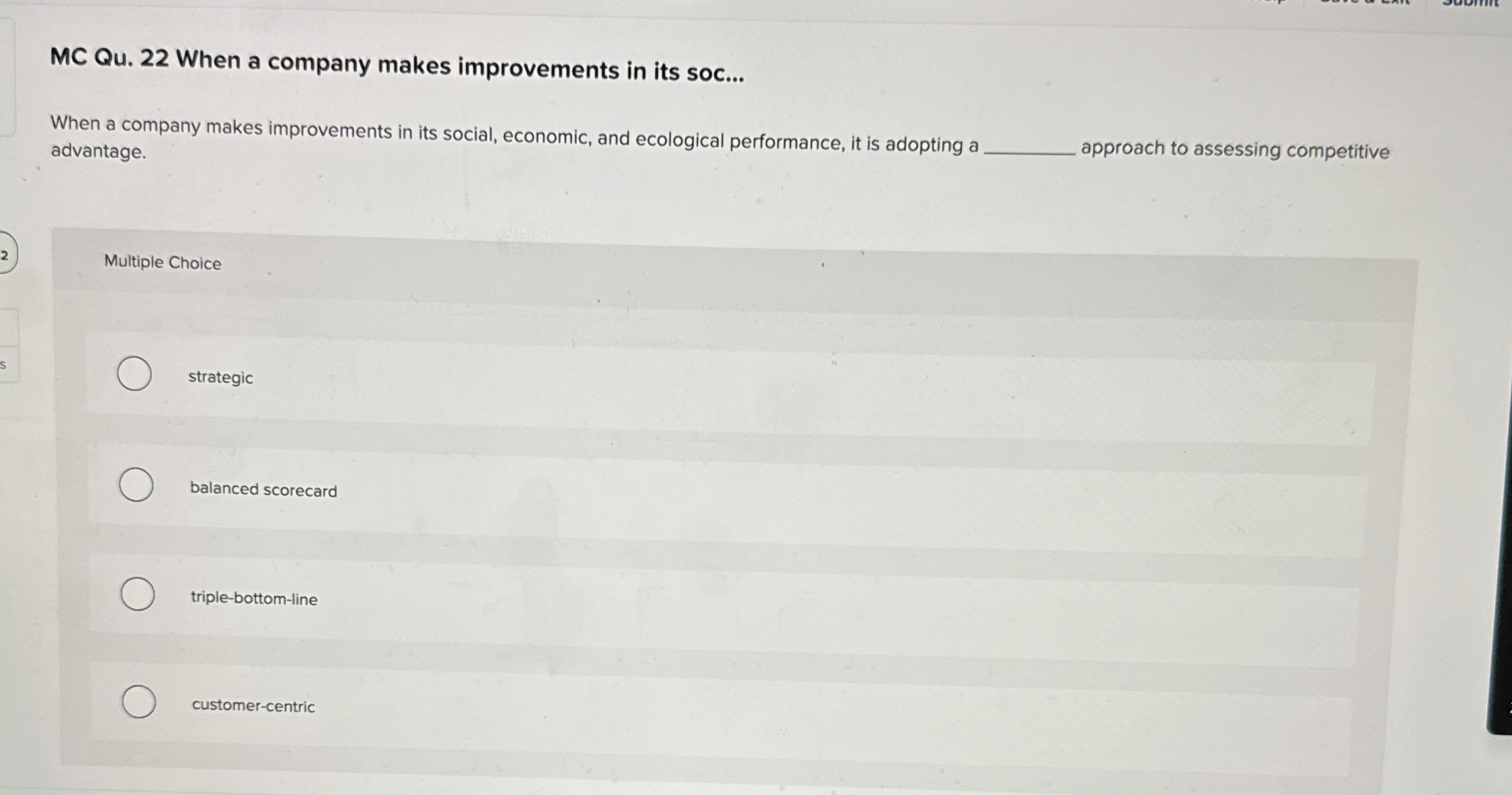 MC Qu.22 When a company makes improvements in its soc... When
