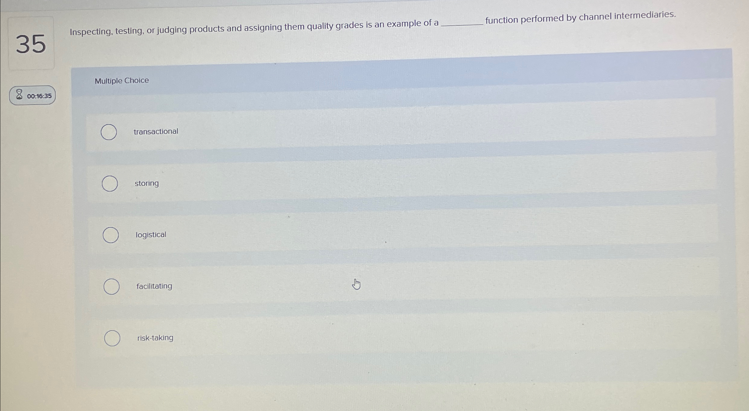  35 Inspecting, testing, or judging products and assigning them quality grades