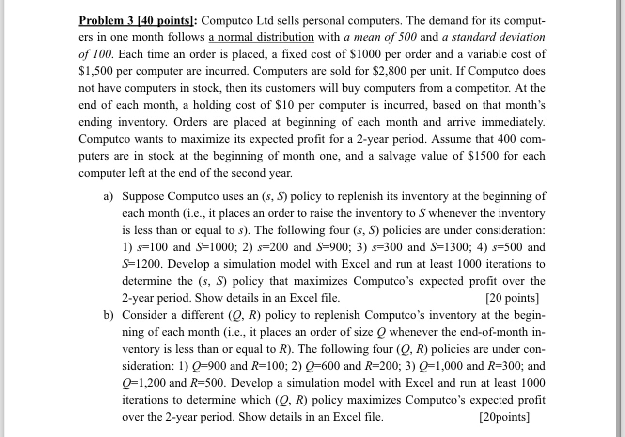  Problem points]: Computco Ltd sells personal computers. The demand for its