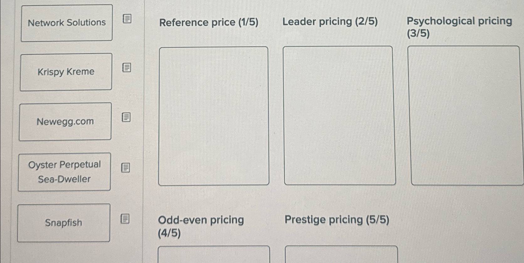  Network Solutions Reference price (1/5) Leader pricing (2/5) Psychological pricing (3/5)
