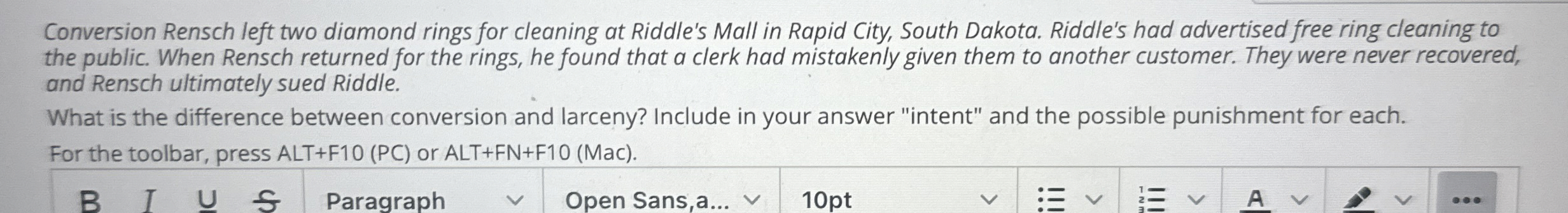  Conversion Rensch left two diamond rings for cleaning at Riddle's Mall