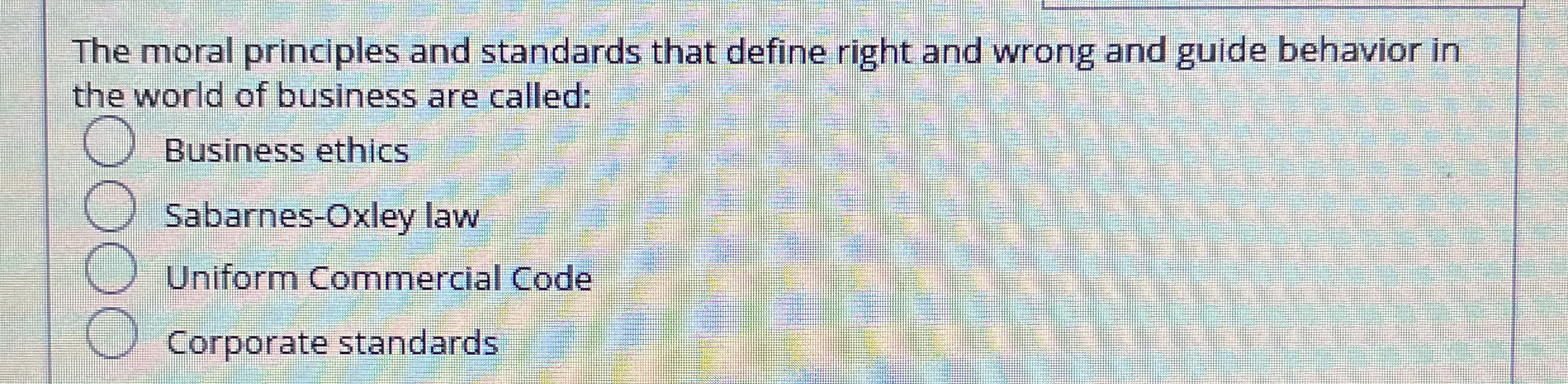  The moral principles and standards that define right and wrong and