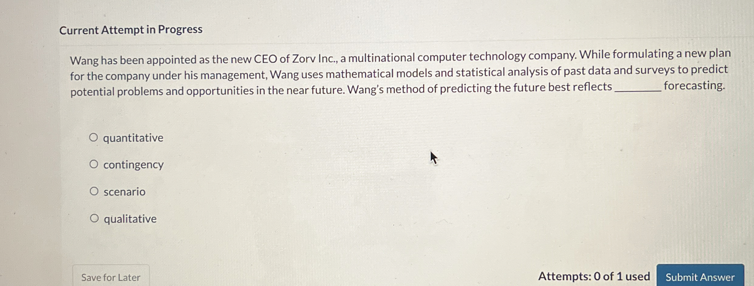  Current Attempt in Progress Wang has been appointed as the new