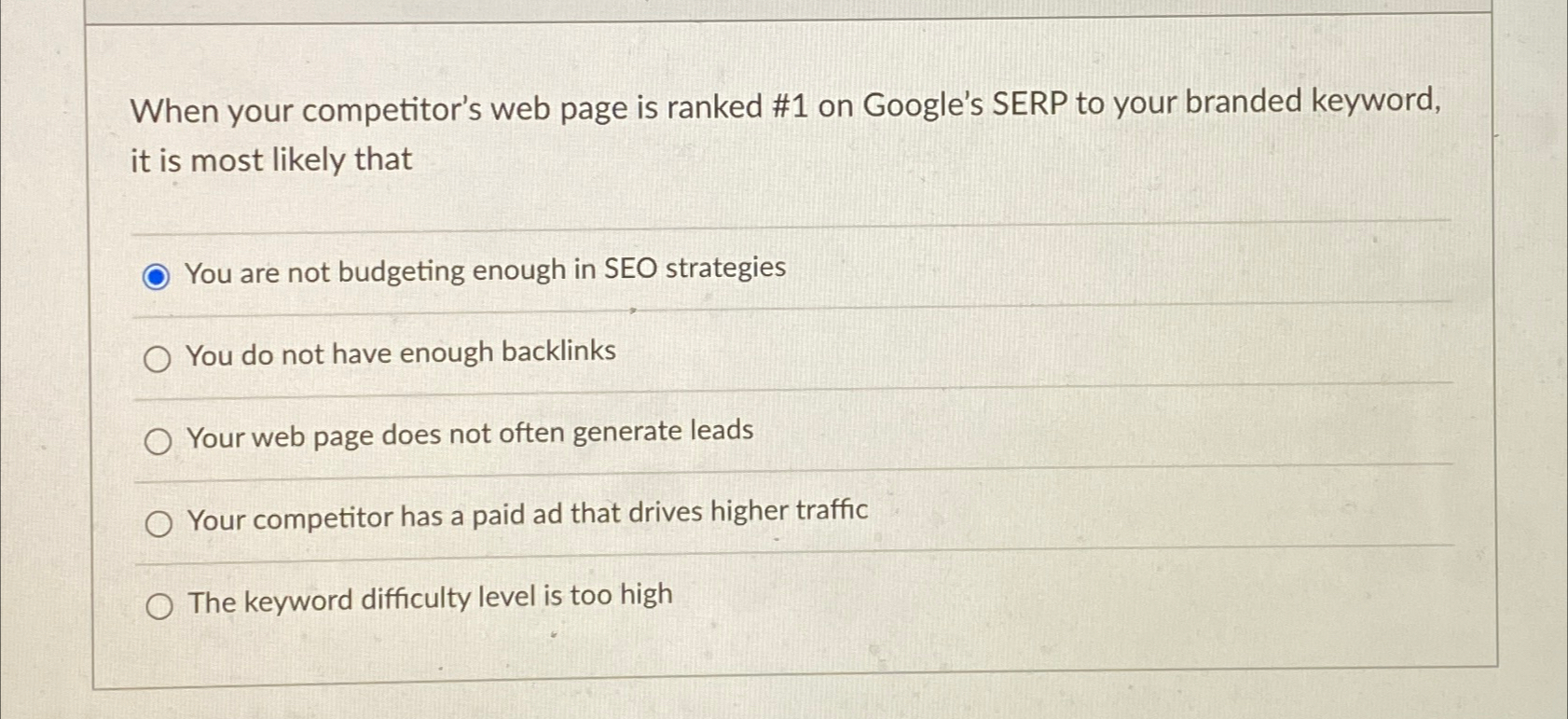  When your competitor's web page is ranked #1 on Google's SERP