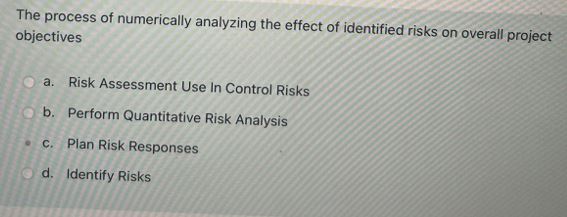  The process of numerically analyzing the effect of identified risks on