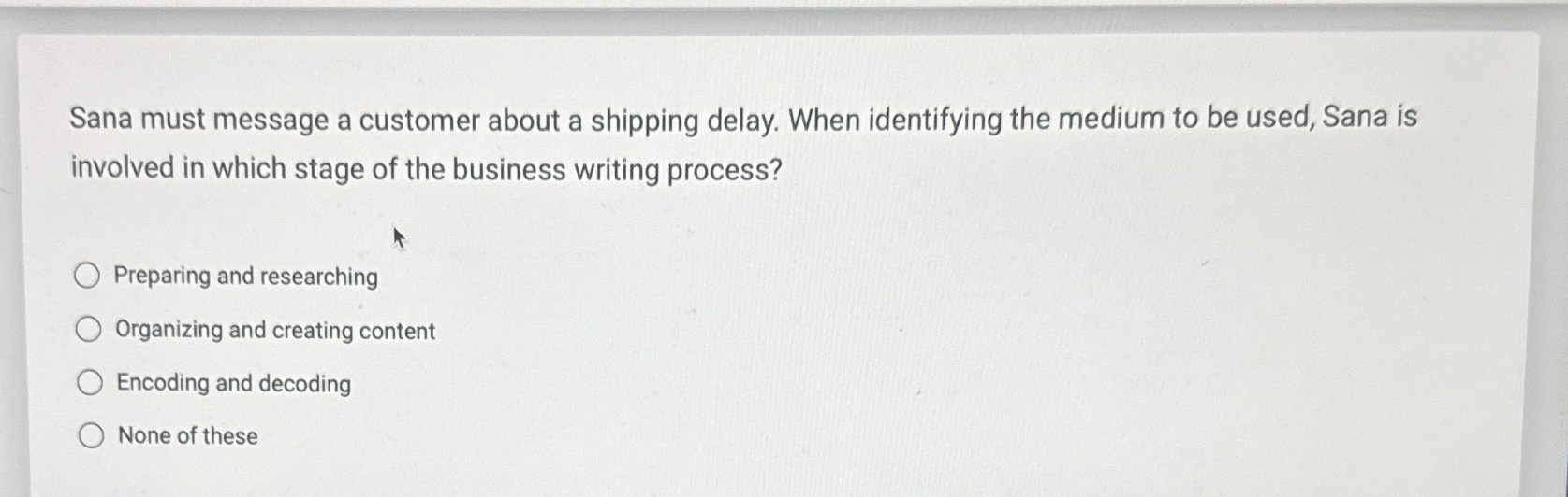  Sana must message a customer about a shipping delay. When identifying