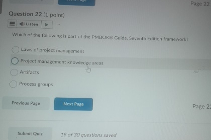  Page 22 Question 22(1 point) Listen Which of the following is