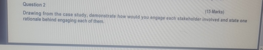  Question 2 Drawing from the case study, demonstrate how would you