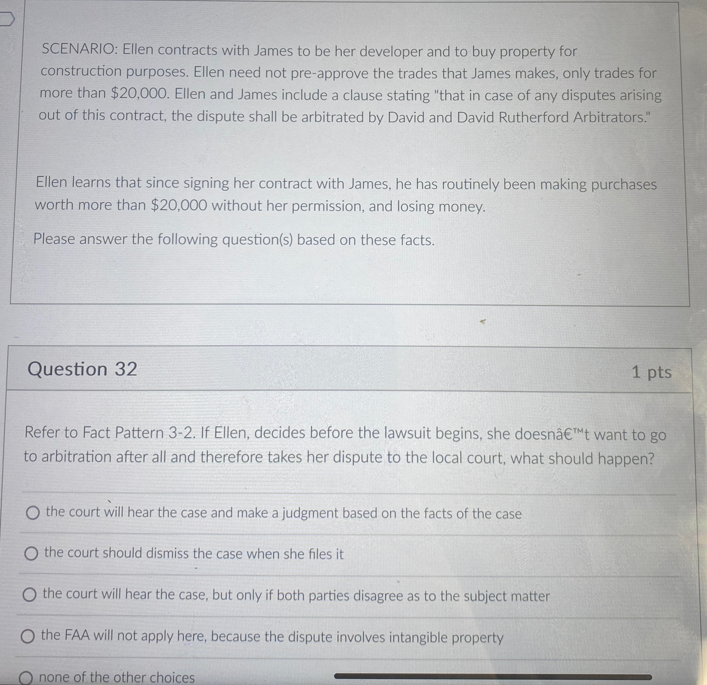  SCENARIO: Ellen contracts with James to be her developer and to