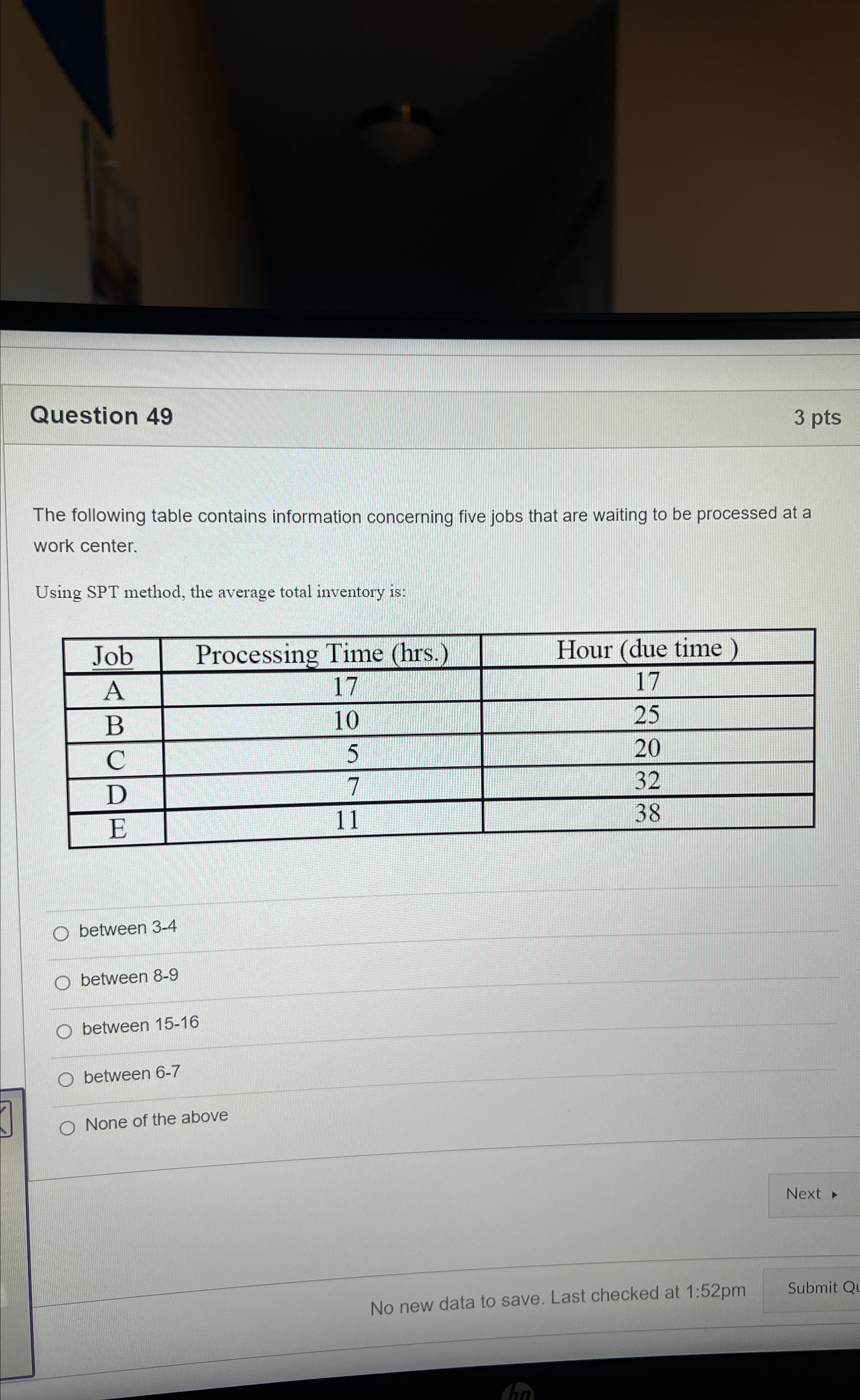  processed at a work center. The average tardiness using EDD method