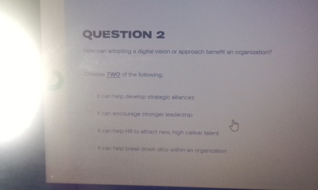  QUESTION 2 How can adopting a digital vision or approach benefit