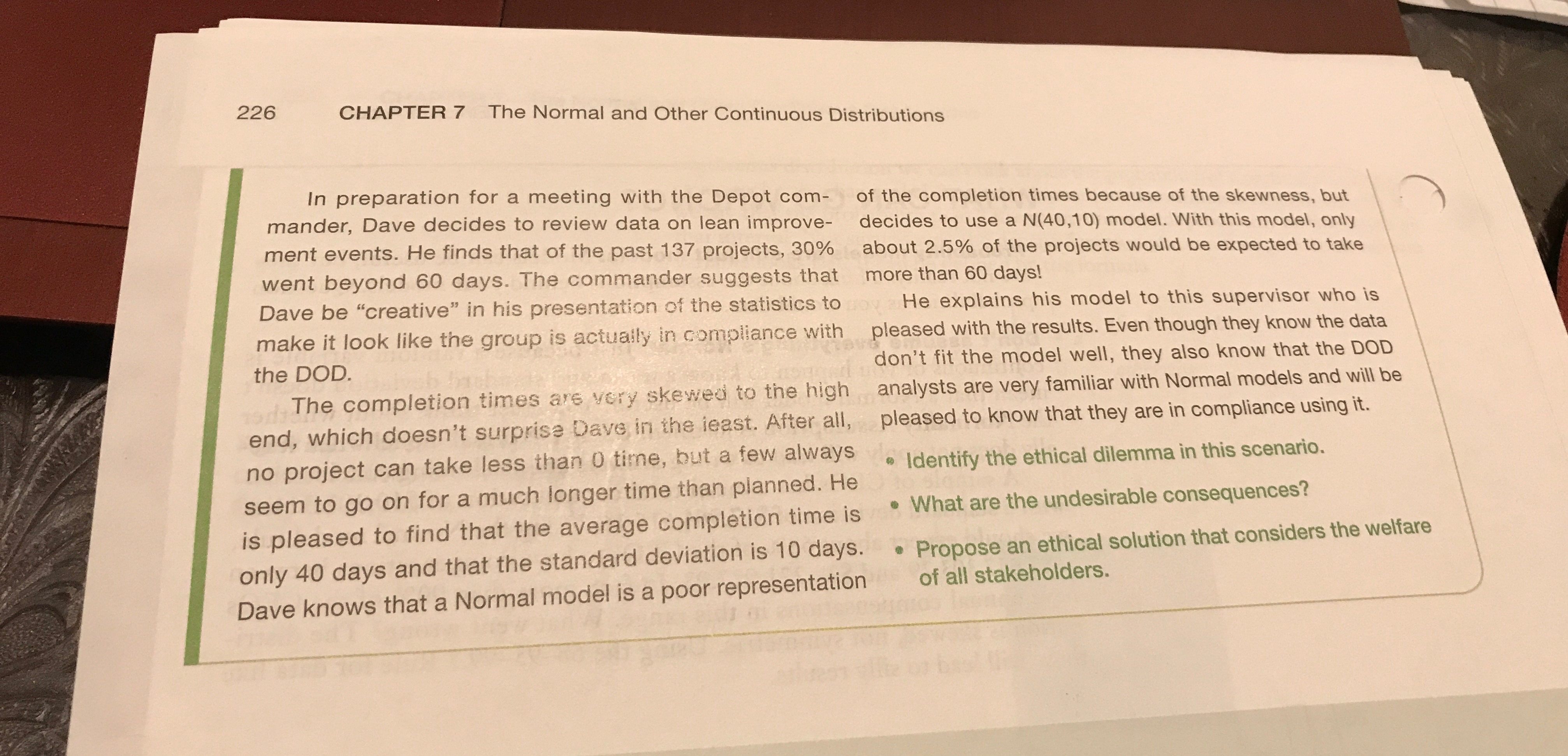  226 CHAPTER 7 The Normal and Other Continuous Distributions In preparation