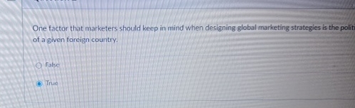  One factor that marketers should keep in mind when designing global