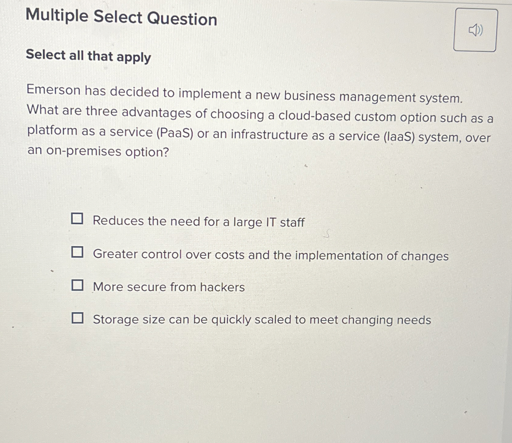  Multiple Select Question Select all that apply Emerson has decided to