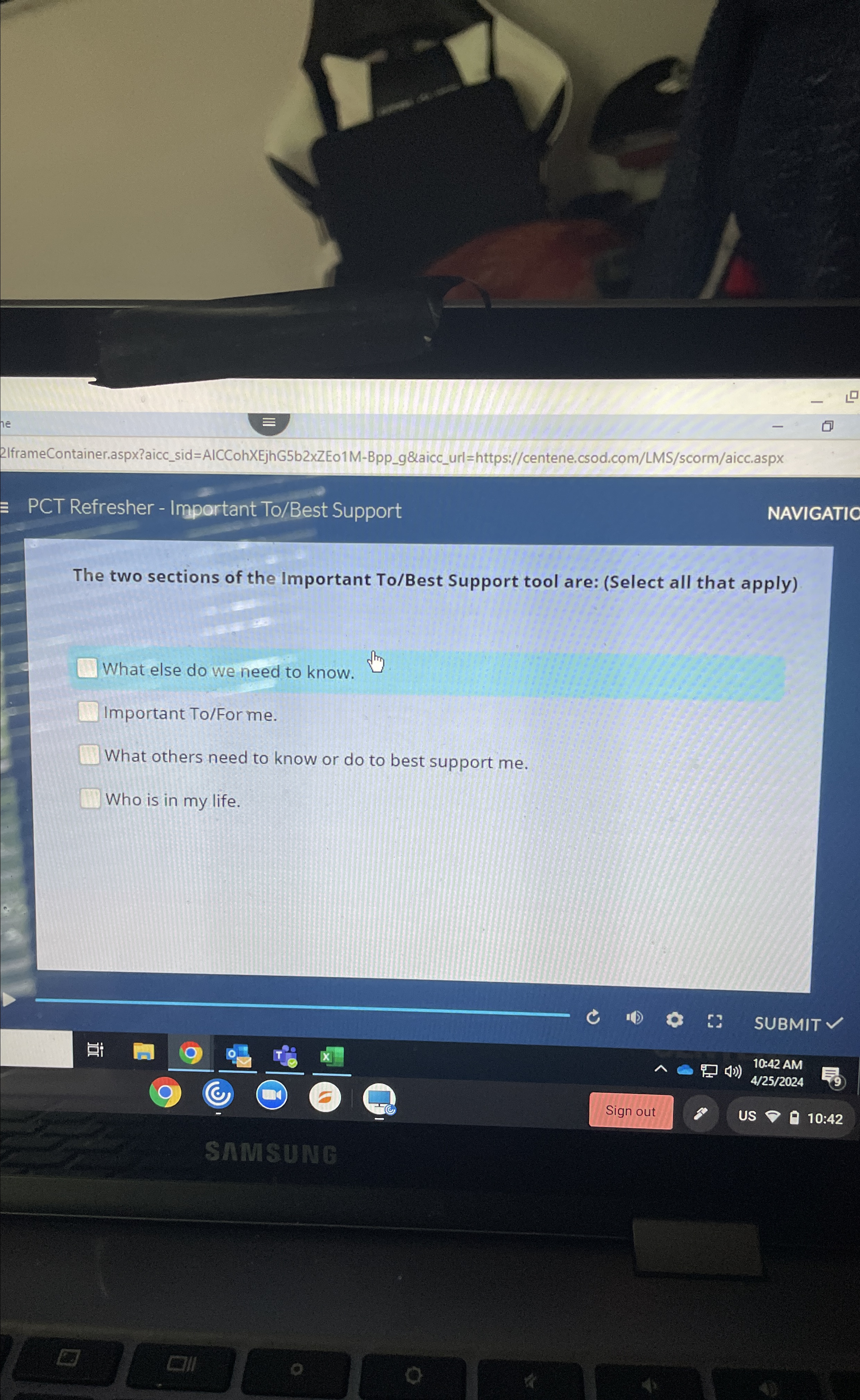  PCT Refresher - Important To/Best Support NAVIGATIC The two sections of