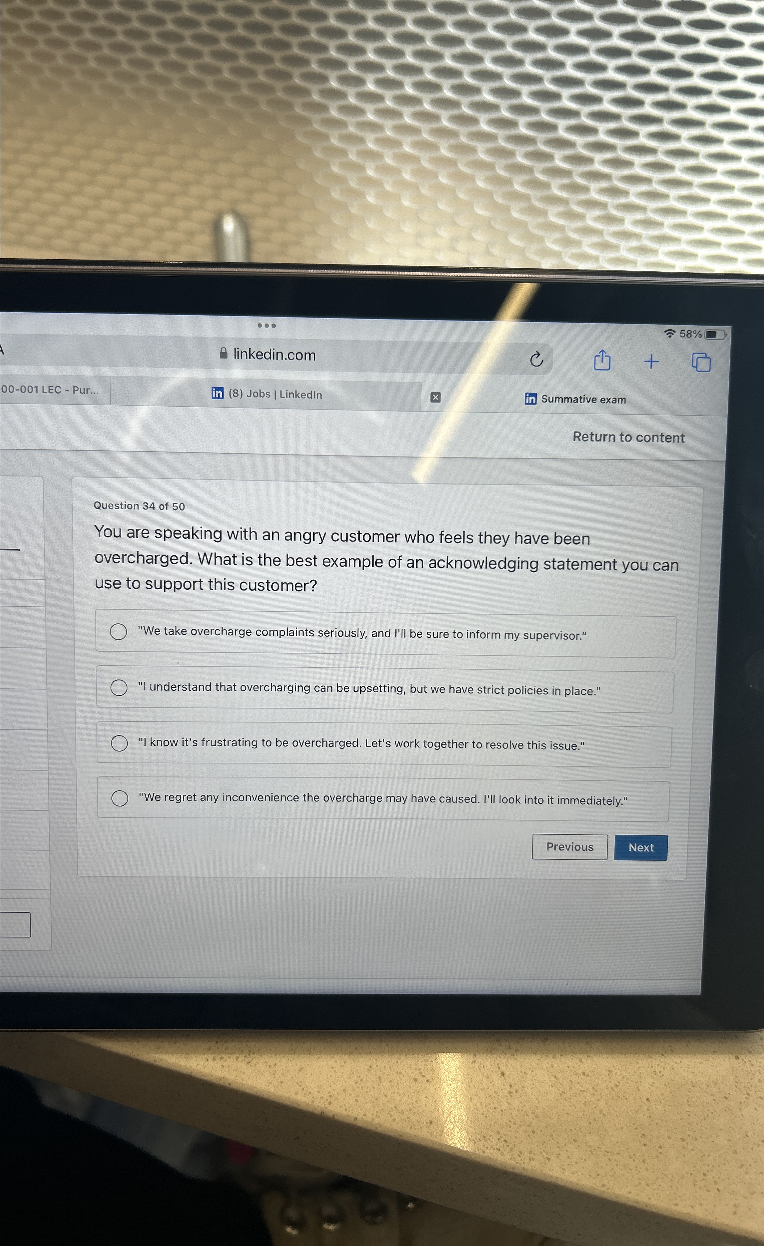  linkedin.com 00-001 LEC - Pur... (8) Jobs / LinkedIn Summative exam