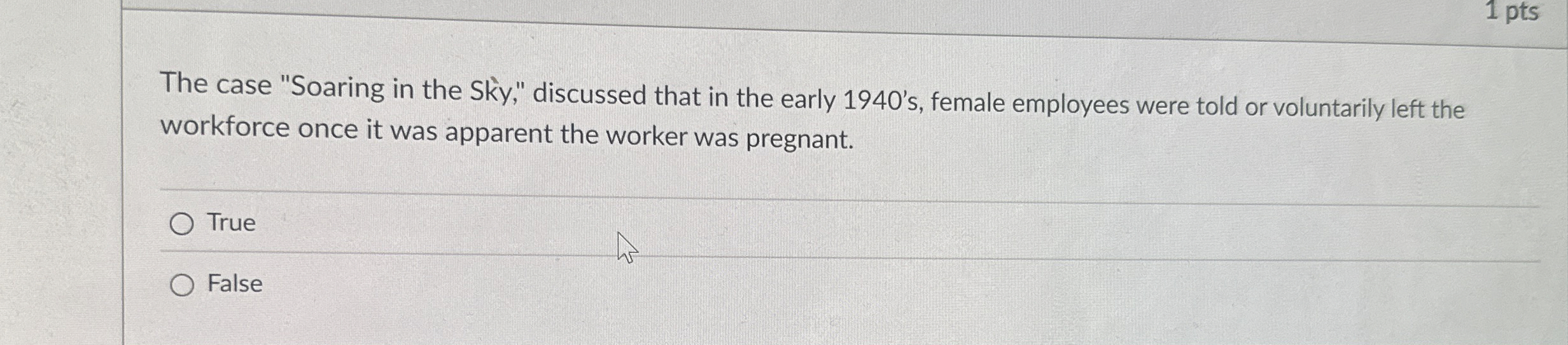  1 pts The case "Soaring in the Sky," discussed that in