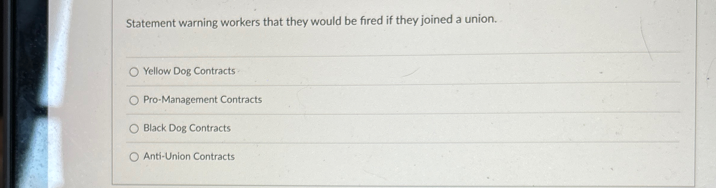  Statement warning workers that they would be fired if they joined