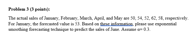  Problem 3(3 points): The actual sales of January, February, March, April,