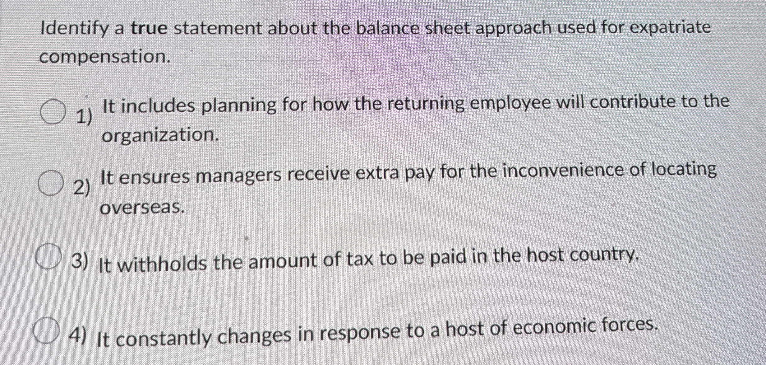  Identify a true statement about the balance sheet approach used for