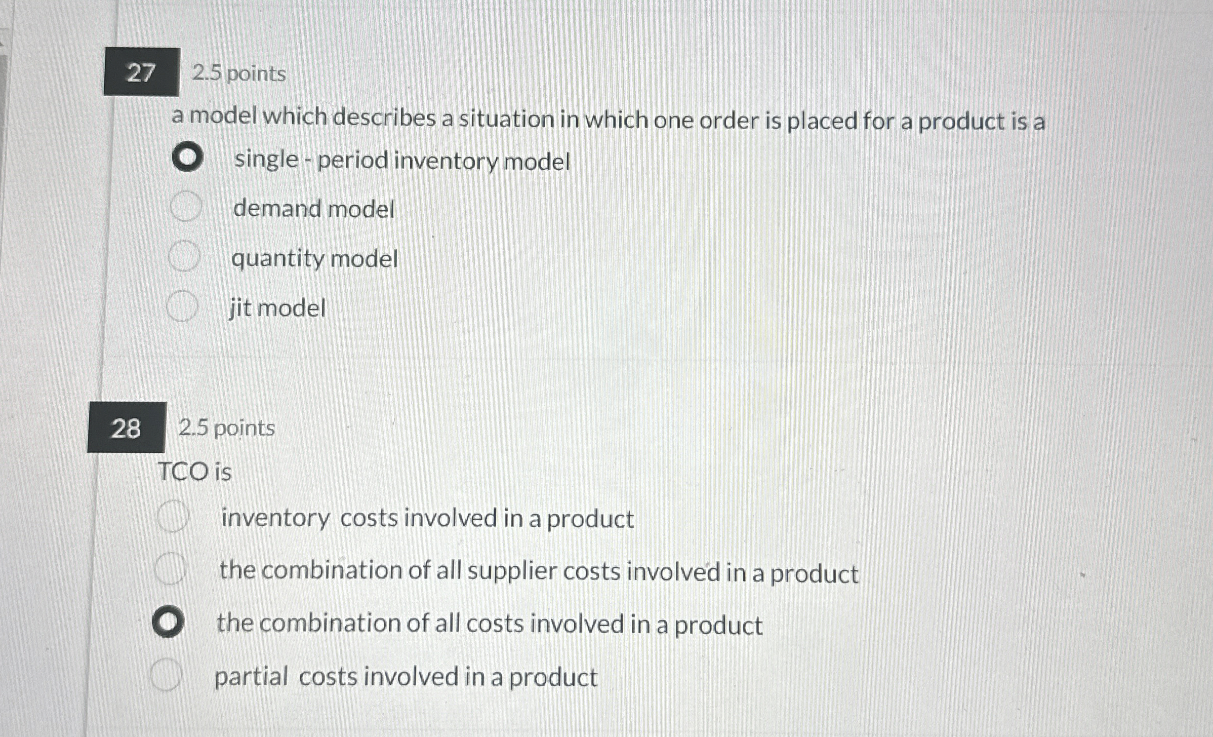  27 2.5 points a model which describes a situation in which