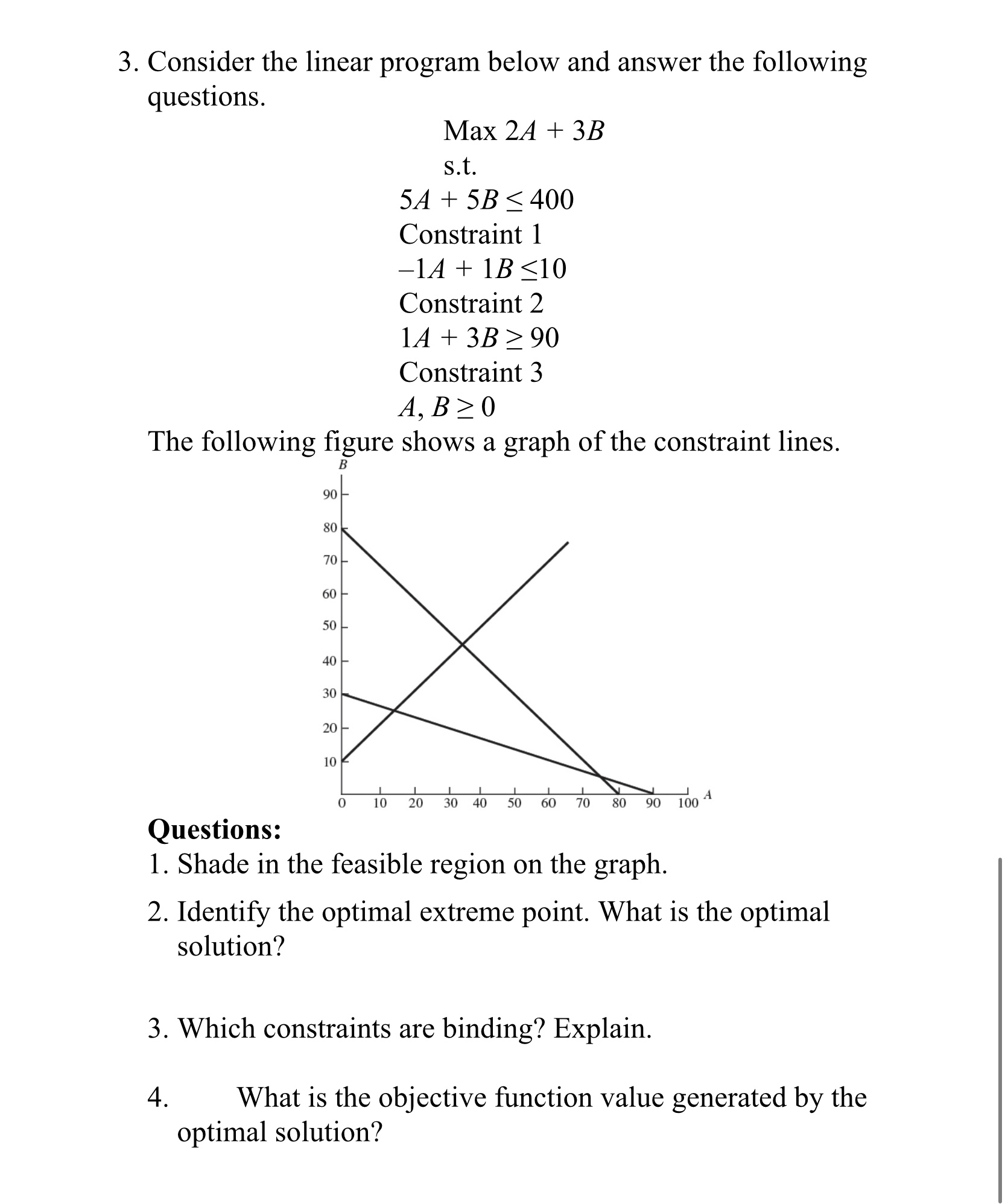  Consider the linear program below and answer the following questions. Max