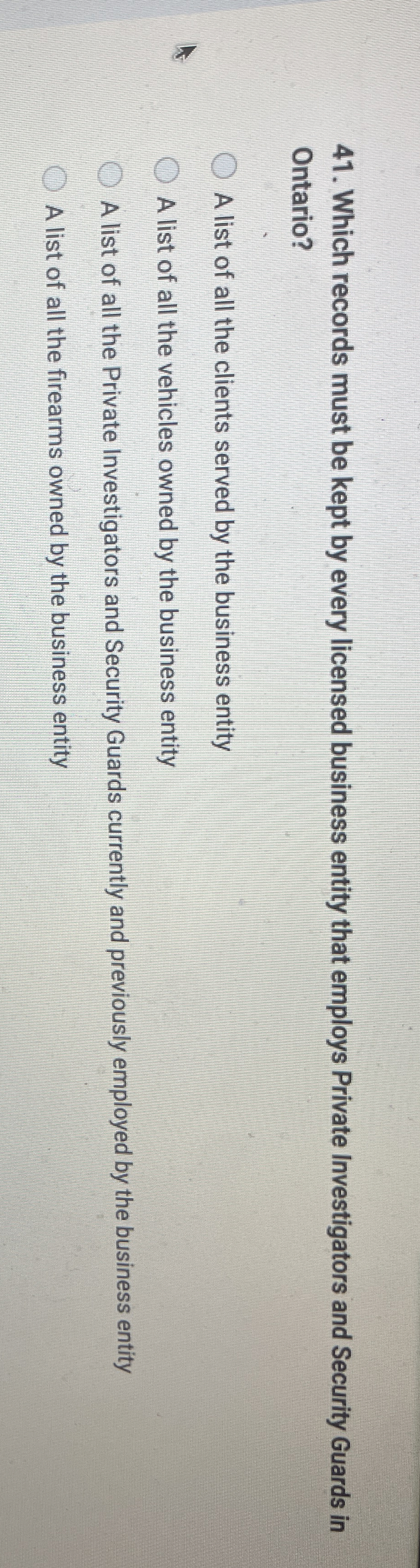  Which records must be kept by every licensed business entity that