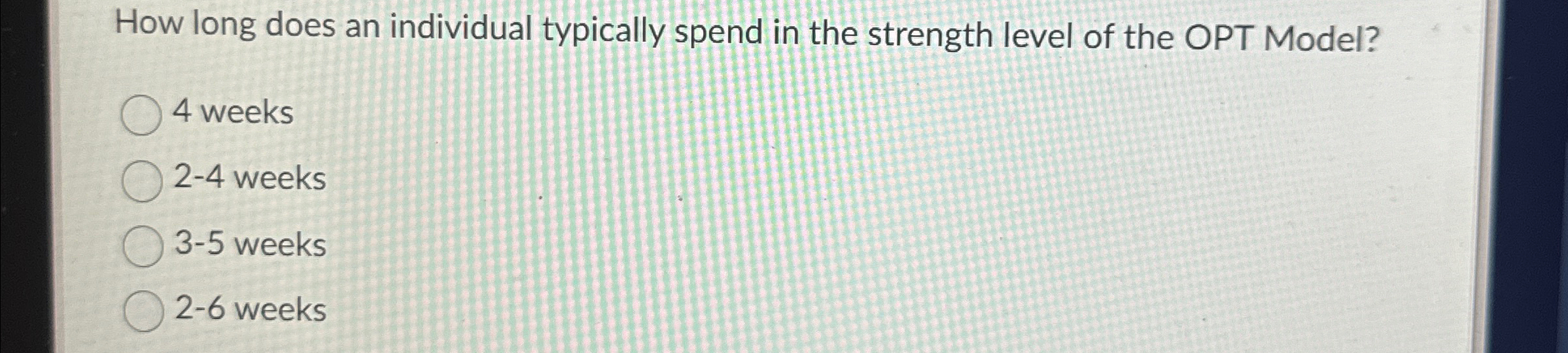  How long does an individual typically spend in the strength level