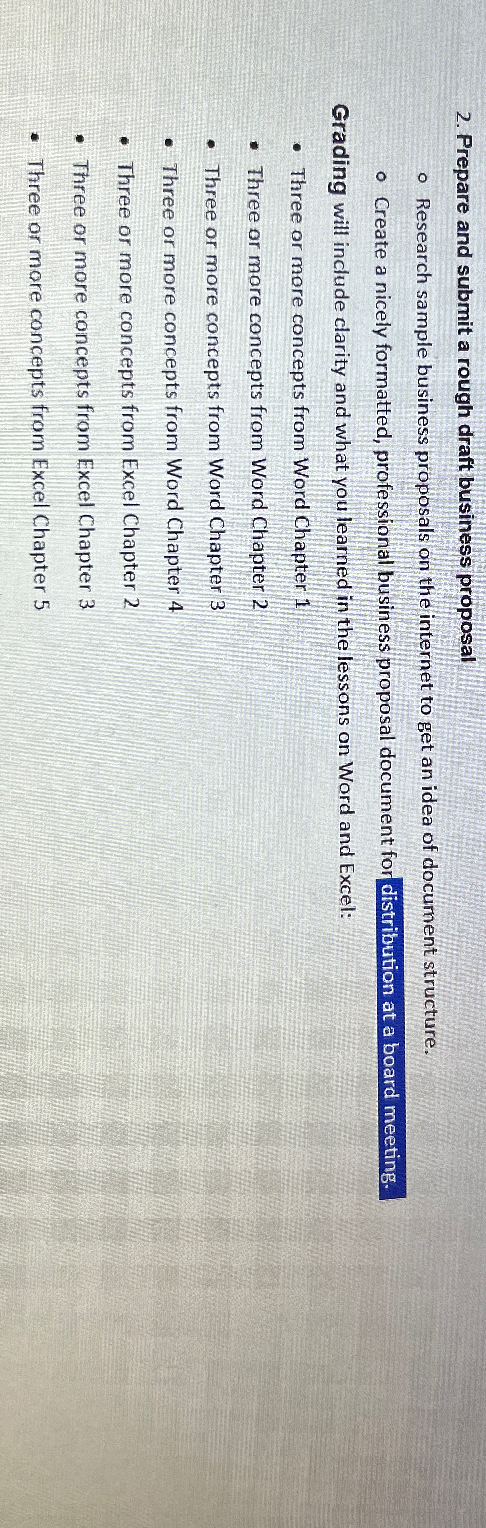  Prepare and submit a rough draft business proposal Research sample business