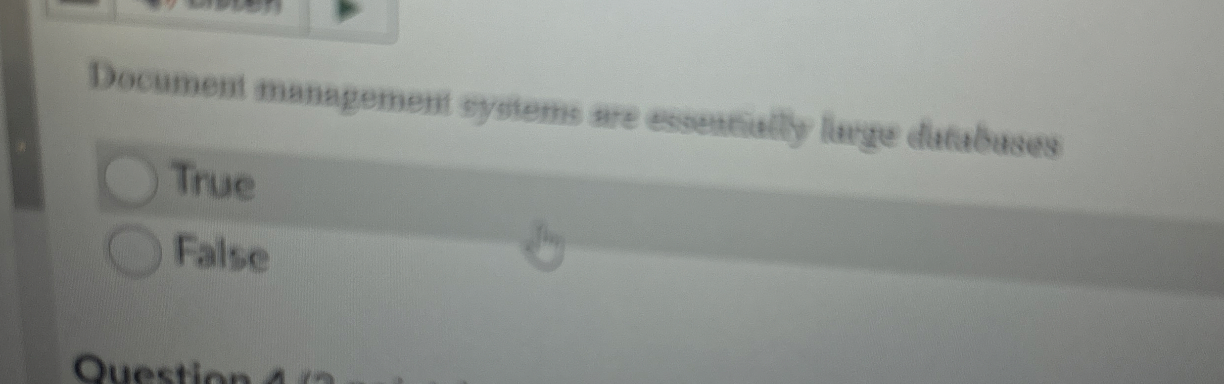  Document management systems are ssantially llarge dlacabouses True False 