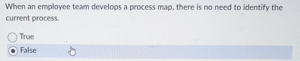  When an employee team develops a process map, there is no
