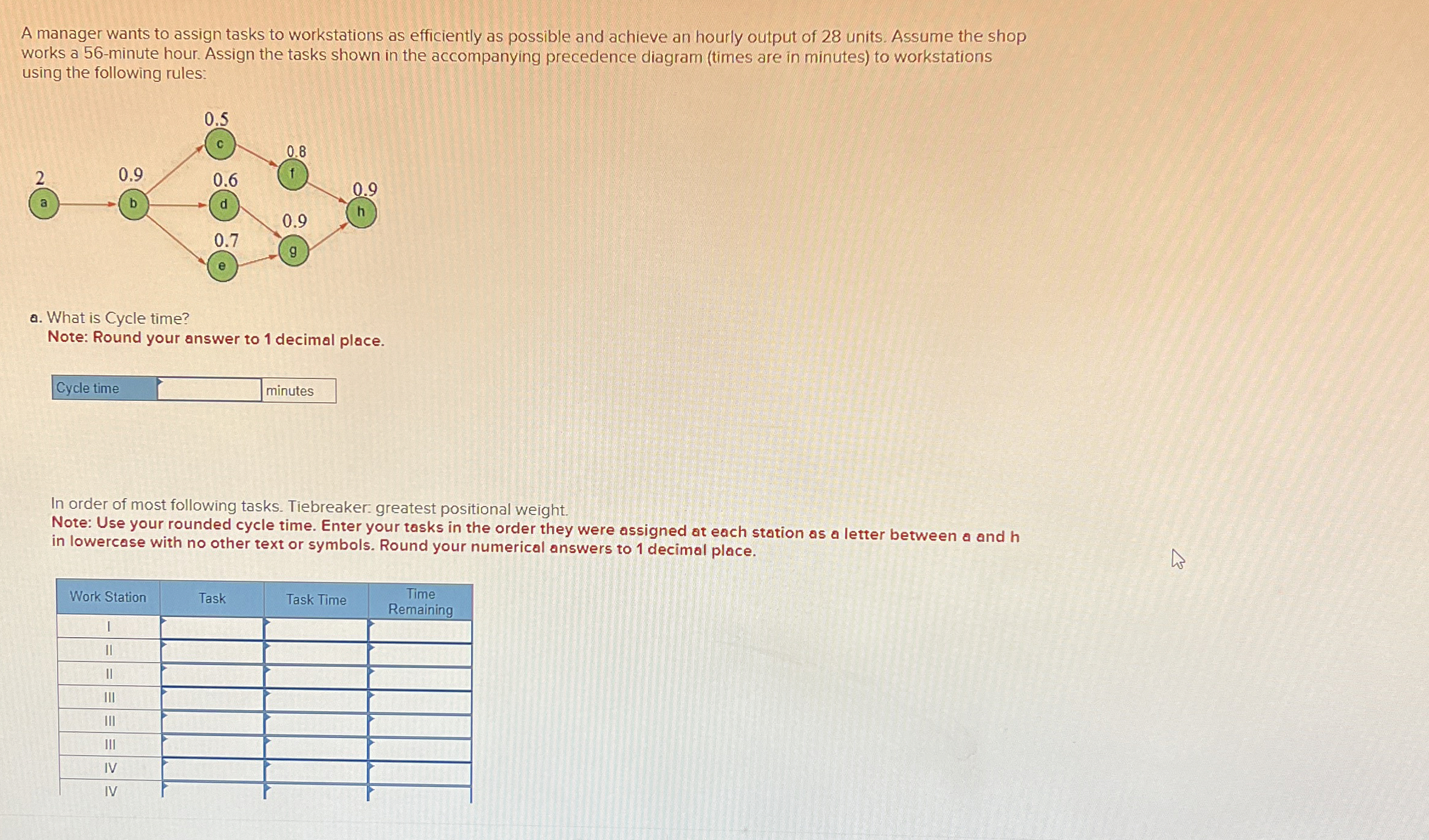  A manager wants to assign tasks to workstations as efficiently as