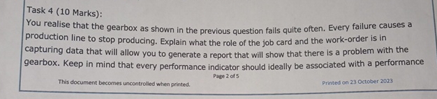  Task 4(10 Marks): You realise that the gearbox as shown in