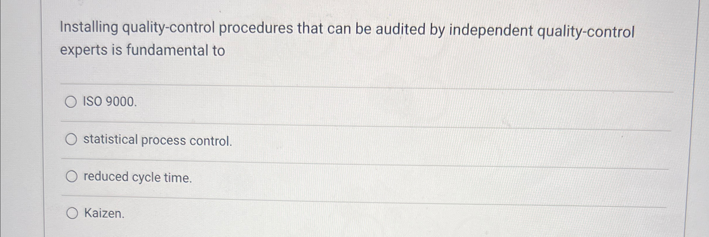  Installing quality-control procedures that can be audited by independent quality-control experts