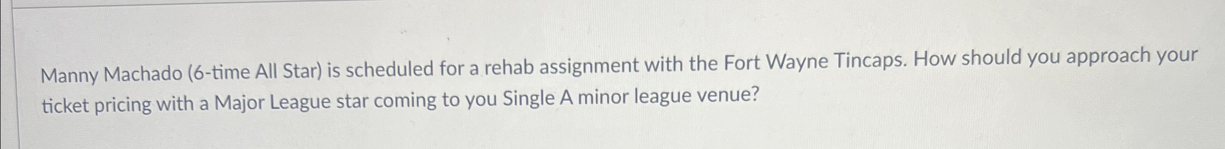  Manny Machado (6-time All Star) is scheduled for a rehab assignment