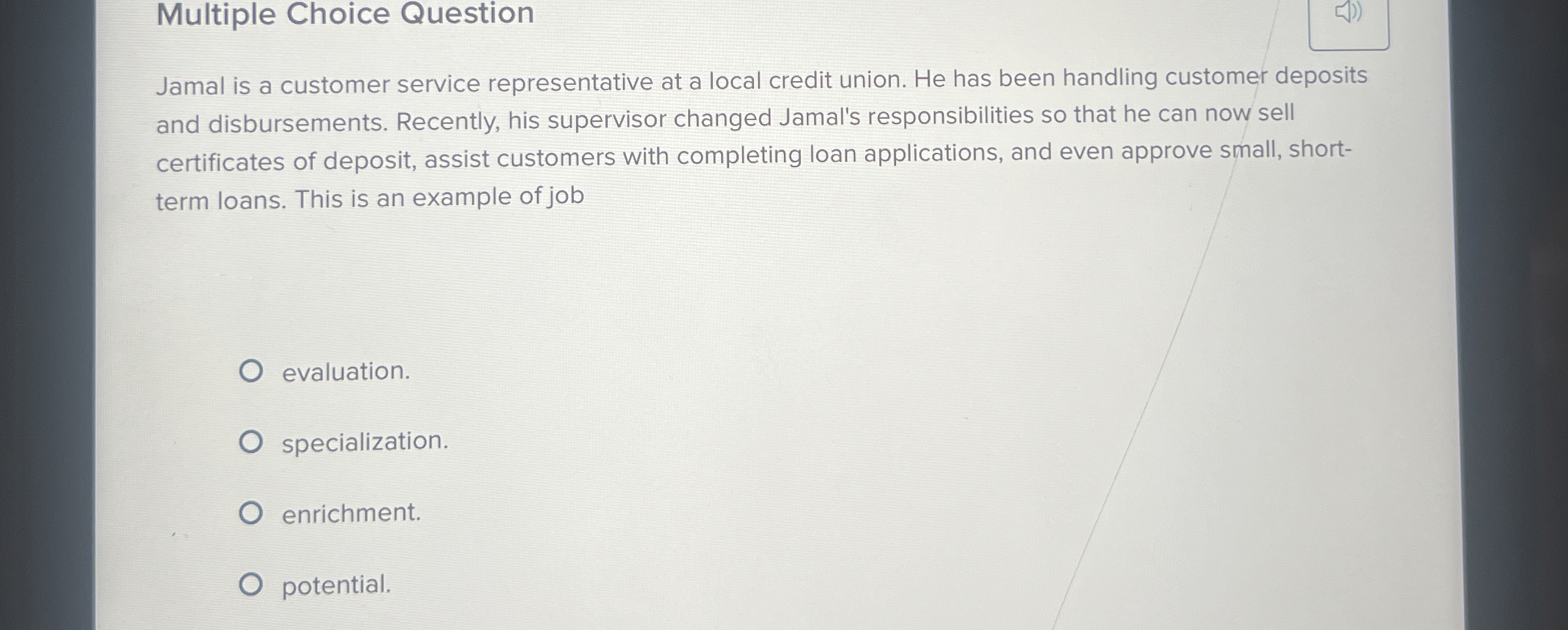  Multiple Choice Question Jamal is a customer service representative at a