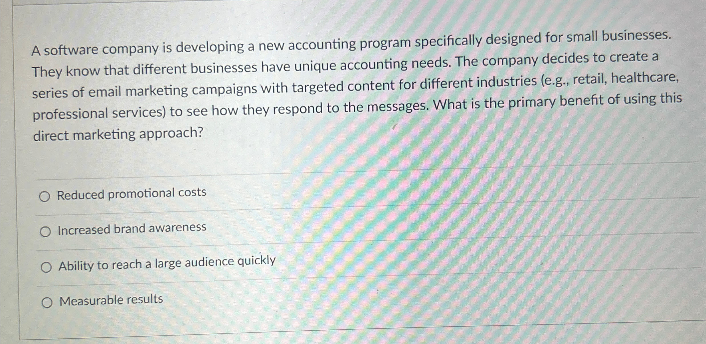  A software company is developing a new accounting program specifically designed