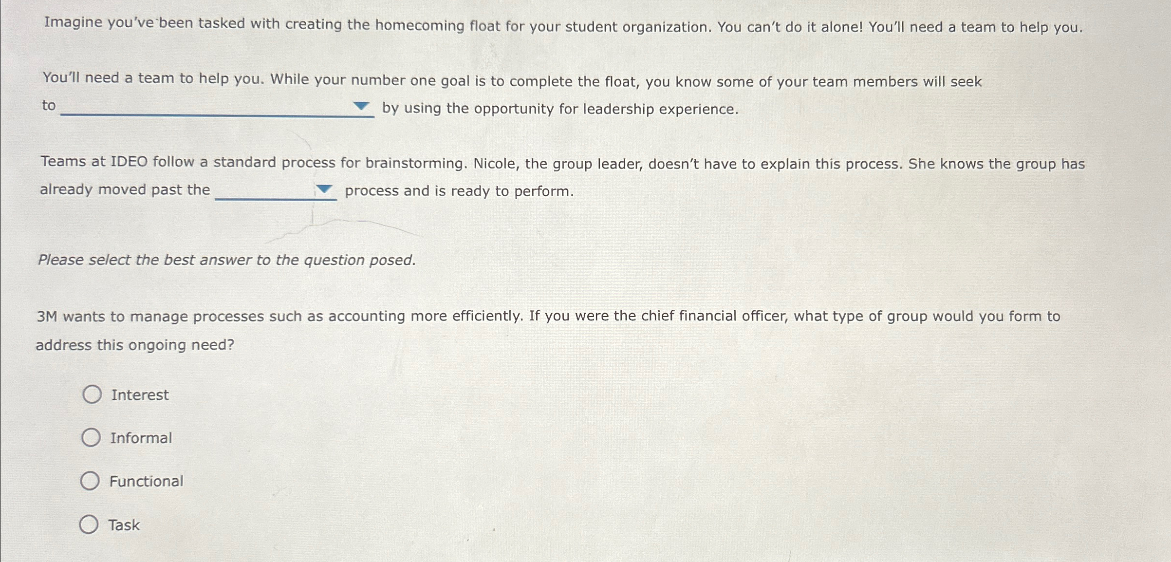  Imagine you've 'been tasked with creating the homecoming float for your