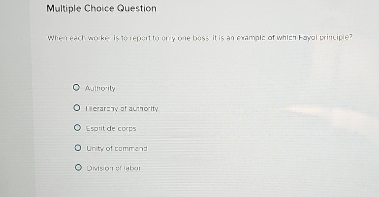  Multiple Choice Question When each worker is to report to only